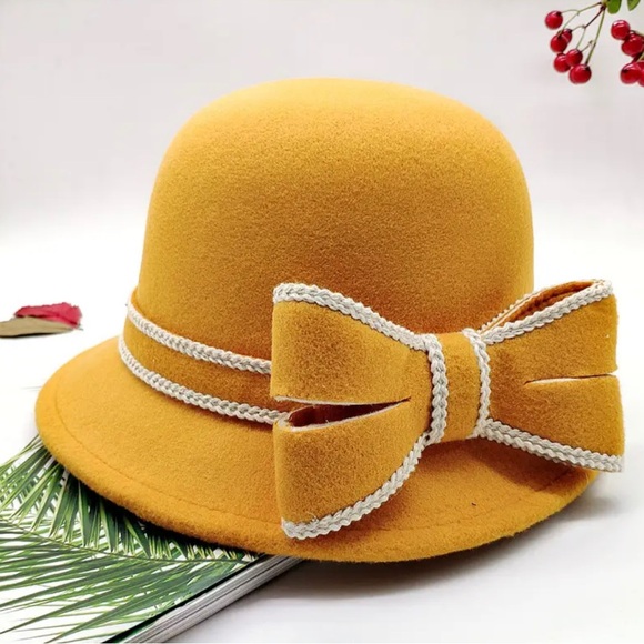 New! “The Clever Girl” Handmade Felt Bow Accent British Style Hat DROPS 11/16 - Picture 3 of 5